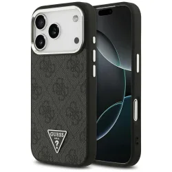 Custodia MagSafe per Apple iPhone 17 Pro, Guess, Logo Triangolo 4G, Nera Argentata