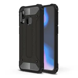 Custodia per Samsung Galaxy A40 A405, Techsuit, Hybrid Armor, Nera