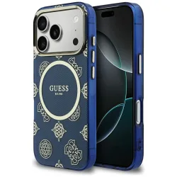 Custodia MagSafe per Apple iPhone 17 Pro Max, Guess, IML Peony Dot, Blu
