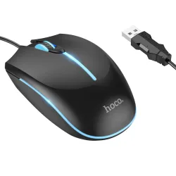 Mouse Gaming Wired USB HOCO GM37, RGB, 2400DPI, Nero