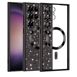 Custodia MagSafe per Samsung Galaxy S23 Ultra S918, Techsuit, Luxury Glitter, Nera