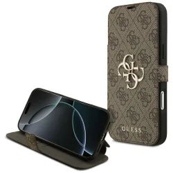 Custodia per Apple iPhone 17 Pro, Guess, Logo Metallico 4G, Marrone