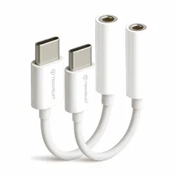 Adattatore Audio USB-C - 3.5mm Techsuit AC18 MusicBox, Bianco, Set 2 pezzi