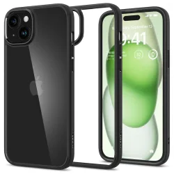 Custodia per Apple iPhone 15 Plus, Spigen, Ultra Hybrid, Nero Opaco ACS06657
