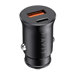 Caricabatterie Auto HAVIT CC2022, 20W, 3A, 1 x USB-A - 1 x USB-C, Nero
