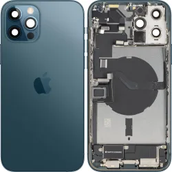 Copertura Batteria Apple iPhone 12 Pro Max, Con Scocca Centrale, Parti Complete, Blu (Pacific Blue), Swap Premium