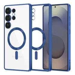 Custodia MagSafe per Samsung Galaxy S25 Ultra S938, Techsuit, Luxury Crystal, Blu Scuro