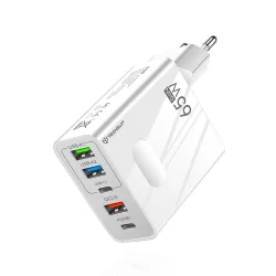 Caricabatterie Rete Techsuit CHC1 PentaXPower, 25W, 3A, 3 x USB-A - 2 x USB-C, Bianco
