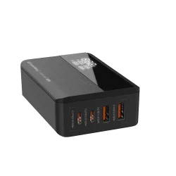 Caricabatterie Stazione ColorWay Display, 100W, 5A, 2 x USB-A - 2 x USB-C, Nero