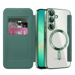 Custodia MagSafe per Samsung Galaxy A26 A266, Techsuit, SmartMag Book, Verde