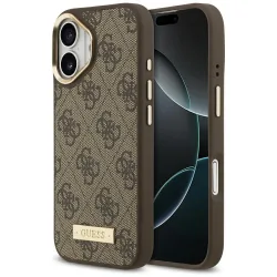Custodia MagSafe per Apple iPhone 17, Guess, 4G Logo Plate, Marrone