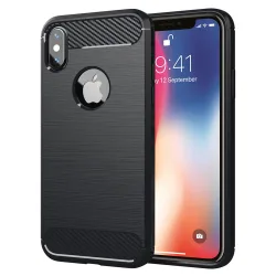 Custodia per Apple iPhone XS / X, Techsuit, Carbonio, Nera