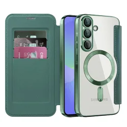 Custodia MagSafe per Samsung Galaxy A37 5G, Techsuit, SmartMag Book, Verde