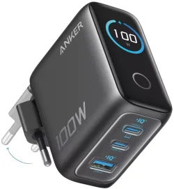 Caricabatterie Rete con Cavo USB-C Anker Smart Display, 100W, 5A, 1 x USB-A - 2 x USB-C, Grigio B121BGZ1