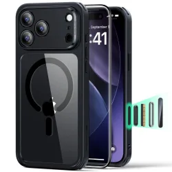 Custodia MagSafe per Apple iPhone 17 Pro Max, ESR, Classic Hybrid con Protezione Schermo, Nera Trasparente