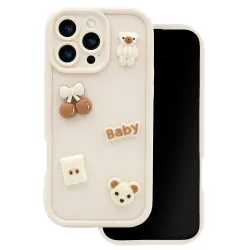 Custodia per Apple iPhone 17 Pro, OEM, Ultra Trendy 3D Bear, Beige