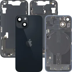 Copertura Batteria Apple iPhone 14, Con Scocca Centrale, Parti Complete, Nero (Midnight), Swap Premium