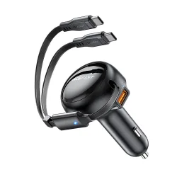 Caricabatterie Auto con Cavo USB-C Acefast B13, 53W, 3A, 1 x USB-A, Nero