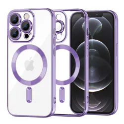 Custodia MagSafe per Apple iPhone 12 Pro, Techsuit, Luxury Crystal, Viola Chiaro