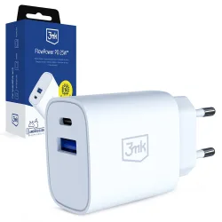 Caricatore da rete 3MK FlowPower, 25W, 1 x USB-A - 1 x USB-C, Bianco