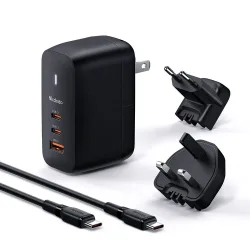 Caricabatterie da Rete con Cavo USB-C McDodo CH-8442 Mecha Travel, 65W, 5A, 1 x USB-A - 2 x USB-C, Nero