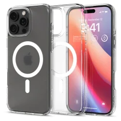 Custodia MagSafe per Apple iPhone 16 Pro, Spigen, Ultra Hybrid, Trasparente Satinata ACS08133