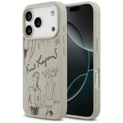 Custodia per Apple iPhone 17 Pro, Karl Lagerfeld, Logo con Motivo Granulato, Grigio