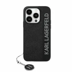 Custodia per Apple iPhone 15 Pro Max, Karl Lagerfeld, Saffiano Rhinestones & Charm, Nera