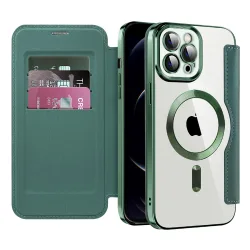 Custodia MagSafe per Apple iPhone 12 Pro, Techsuit, SmartMag Book, Verde