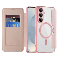 Custodia MagSafe per Samsung Galaxy S26 Plus S947, Techsuit, SmartMag Book, Rosa
