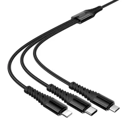 Cavo di Ricarica USB-A / USB-C - Lightning / microUSB / USB-C HOCO X123 3in1, 10W, 1m, Nero