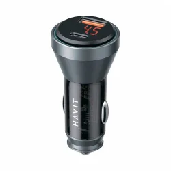 Caricabatterie Auto HAVIT CC2017, 45W, 3A, 1 x USB-A - 1 x USB-C, Nero Blu