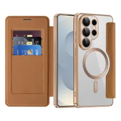 Custodia MagSafe per Samsung Galaxy S26 Ultra S948, Techsuit, SmartMag Book, Marrone