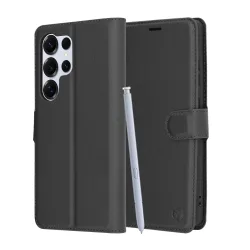 Custodia per Samsung Galaxy S25 Ultra S938, Techsuit, Leather Folio, Nera