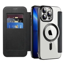 Custodia MagSafe per Apple iPhone 13 Pro Max, Techsuit, SmartMag Book, Nera