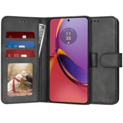 Custodia per Motorola Moto G84, Techsuit, Diary Book, Nera