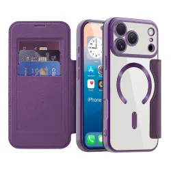 Custodia MagSafe per Apple iPhone 17 Pro Max, Techsuit, SmartMag Book, Viola