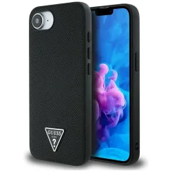 Custodia MagSafe per Apple iPhone 17e / 16e, Guess, Logo Triangolo Granulato, Nera