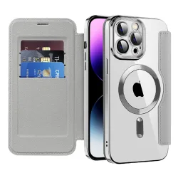 Custodia MagSafe per Apple iPhone 14 Pro Max, Techsuit, SmartMag Book, Grigio