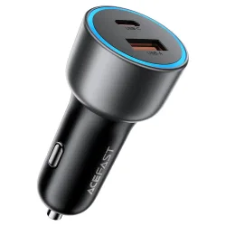 Caricatore Auto Acefast B21, 75W, 3A, 1 x USB-A - 1 x USB-C, Grigio