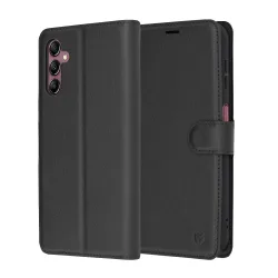 Custodia per Samsung Galaxy A14 A145 / A14 5G A146, Techsuit, Leather Folio, Nera