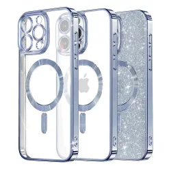 Custodia MagSafe per Apple iPhone 14 Pro Max, Techsuit, Luxury Glitter, Blu