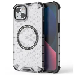 Custodia MagSafe per Apple iPhone 14, Techsuit, HoneyComb Shield, Bianca