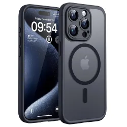 Custodia MagSafe per Apple iPhone 14 Pro Max, Techsuit, PureFrost, Nero Satinato