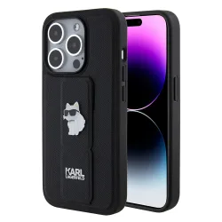 Custodia MagSafe per Apple iPhone 15 Pro, Karl Lagerfeld, Saffiano Gripstand Choupette, Nera