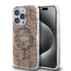 Custodia MagSafe per Apple iPhone 15 Pro, Guess, IML Gcube, Marrone