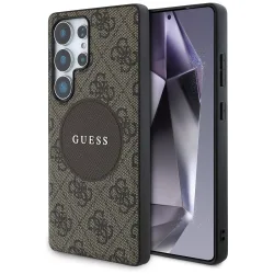 Custodia MagSafe per Samsung Galaxy S25 Ultra S938, Guess, 4G Circle Classic Logo, Marrone