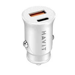 Caricabatterie Auto HAVIT CC2022, 20W, 3A, 1 x USB-A - 1 x USB-C, Bianco