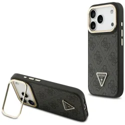 Custodia MagSafe per Apple iPhone 17 Pro, Guess, Logo Triangolo 4G con Supporto Fotocamera, Nero Dorato