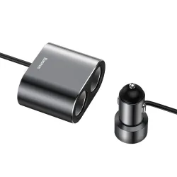 Caricabatterie Auto Baseus ad Alta Efficienza, 95W, 2.1A, 2 x USB-A - 2 x Estensione Accendisigari, Grigio CRDYQ-01